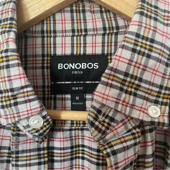 Bonobos Multicolor Plaid Slim Fit Button Down Shirt sz Medium - Picture 2 of 6